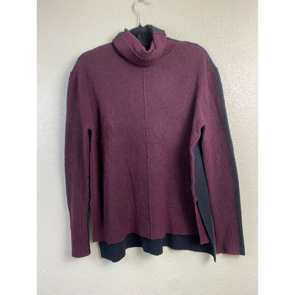 Athleta Womens Fine Merino Wool Turtleneck Sweaters size Small Black Purple Cozy - Picture 1 of 13